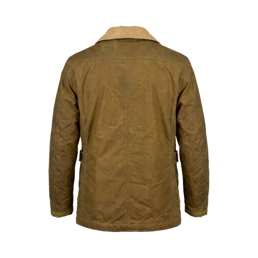Giacca Fireman in cotone cerato con ganci metallici Chesapeake's, vista posteriore
