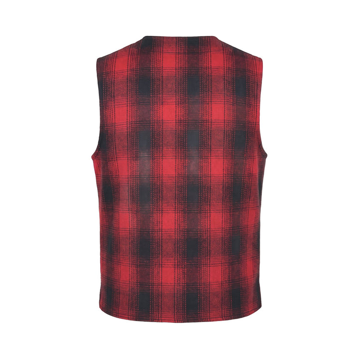 Chesapeake's OUTDOOR HEAVY WEIGHT WOOL VEST OREGON CHECK RED LISDE Rosso - foto 2