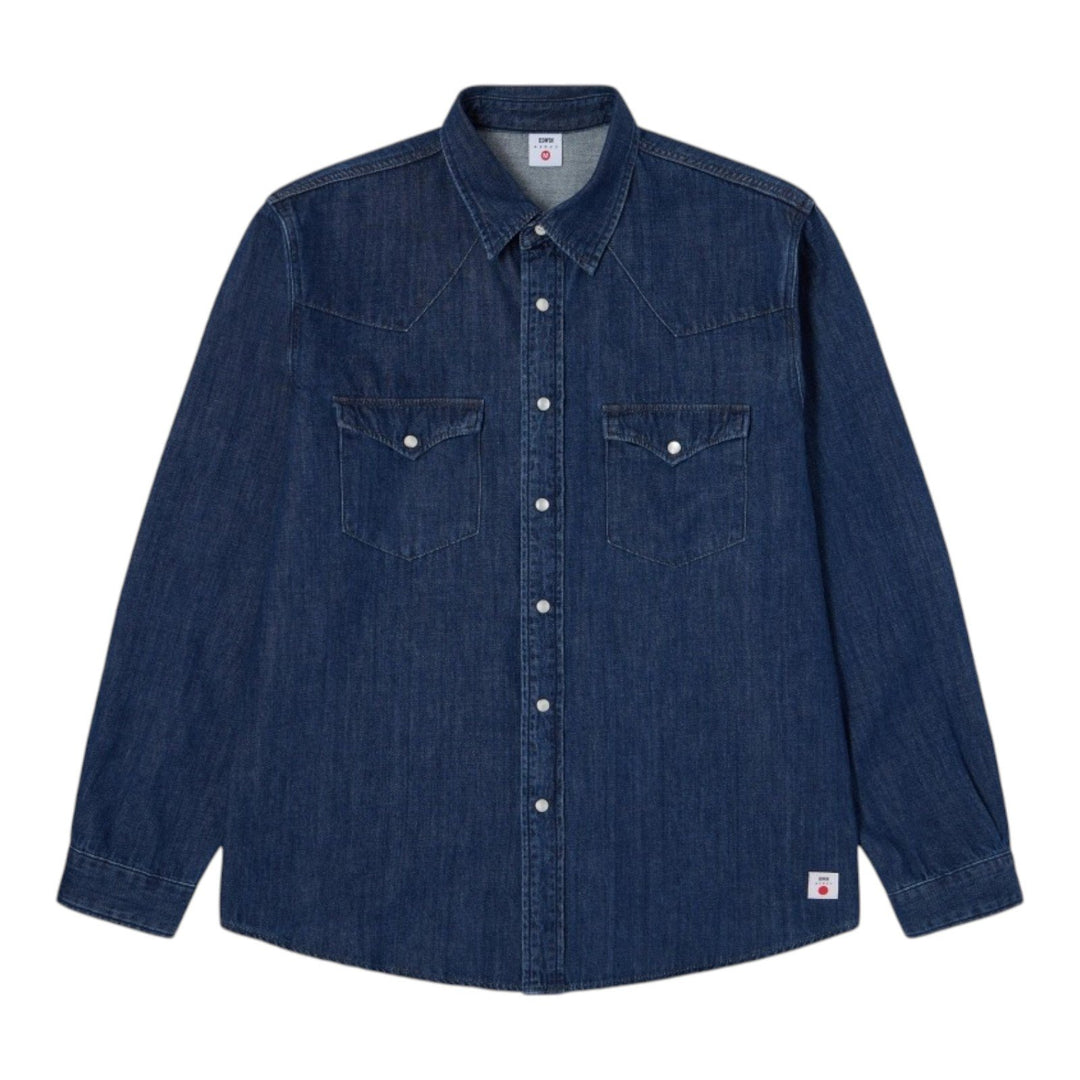 Edwin WESTERN SHIRT JAPAN DENIM BLUE DARK USED Blu - foto 1