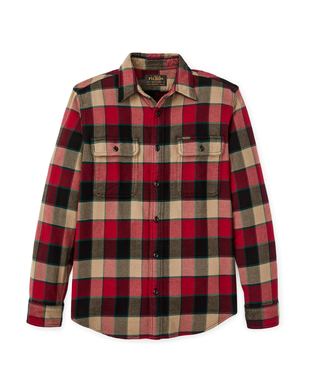 Filson Vintage Flannel Work Shirt Red/Cream Plaid Rosso - foto 4