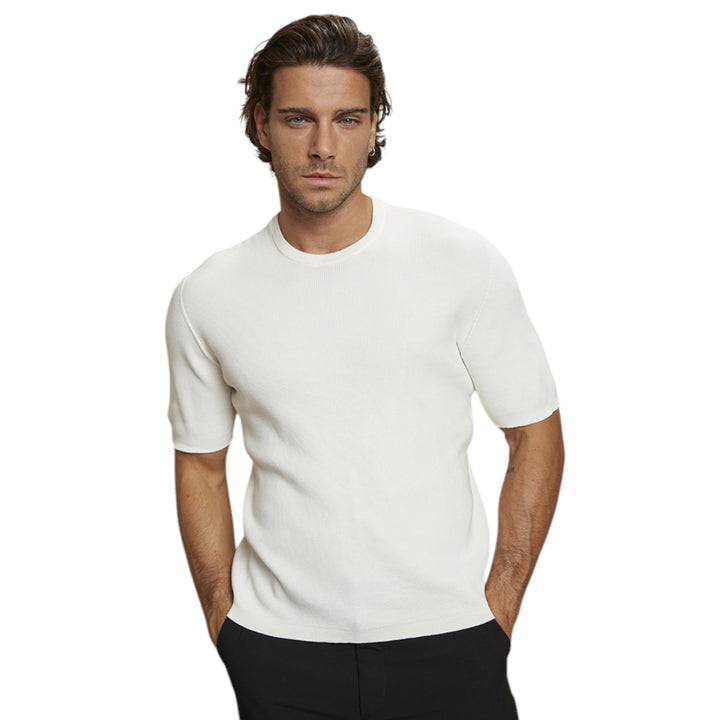 MAGLIA GIROCOLLO M/M PTO RISO OFF WHITE