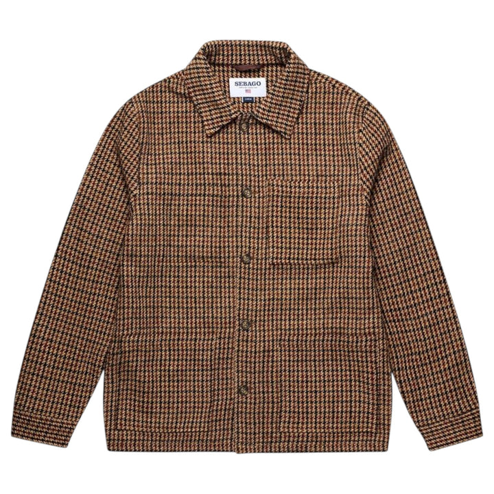 CAMICIA IN LANA PIED DE POULE BEIGE