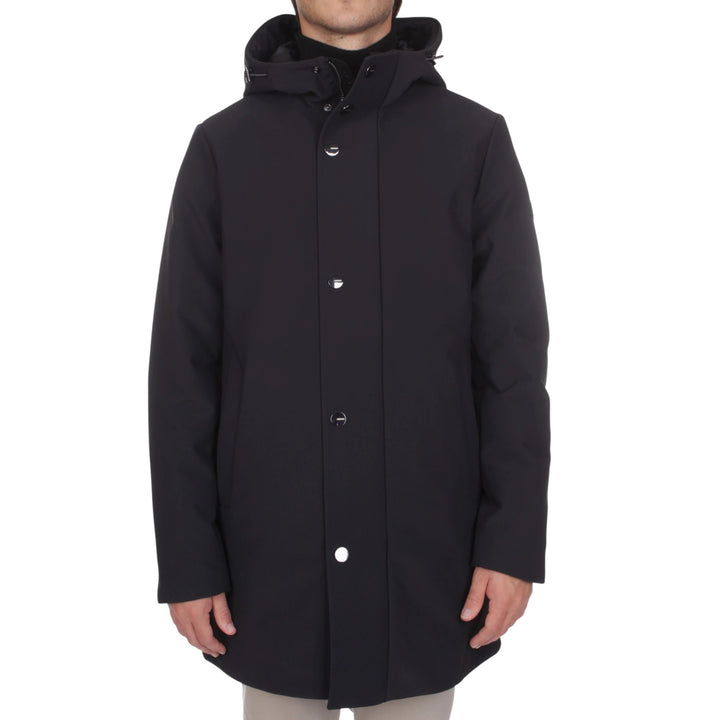 LONG PARKA CAPPUCCIO IMBOTTITO NERO