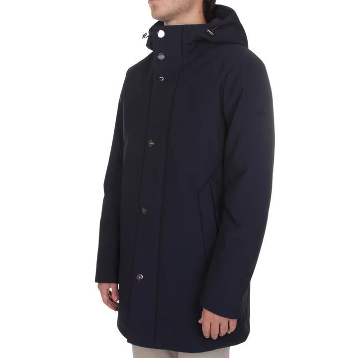 LONG PARKA CAPPUCCIO IMBOTTITO BLU