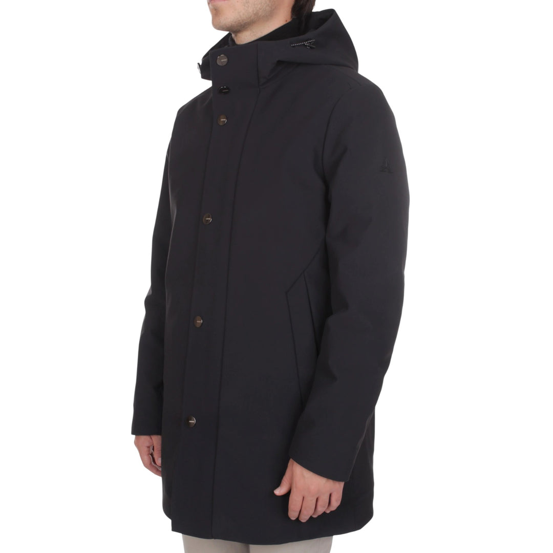 LONG PARKA CAPPUCCIO IMBOTTITO NERO