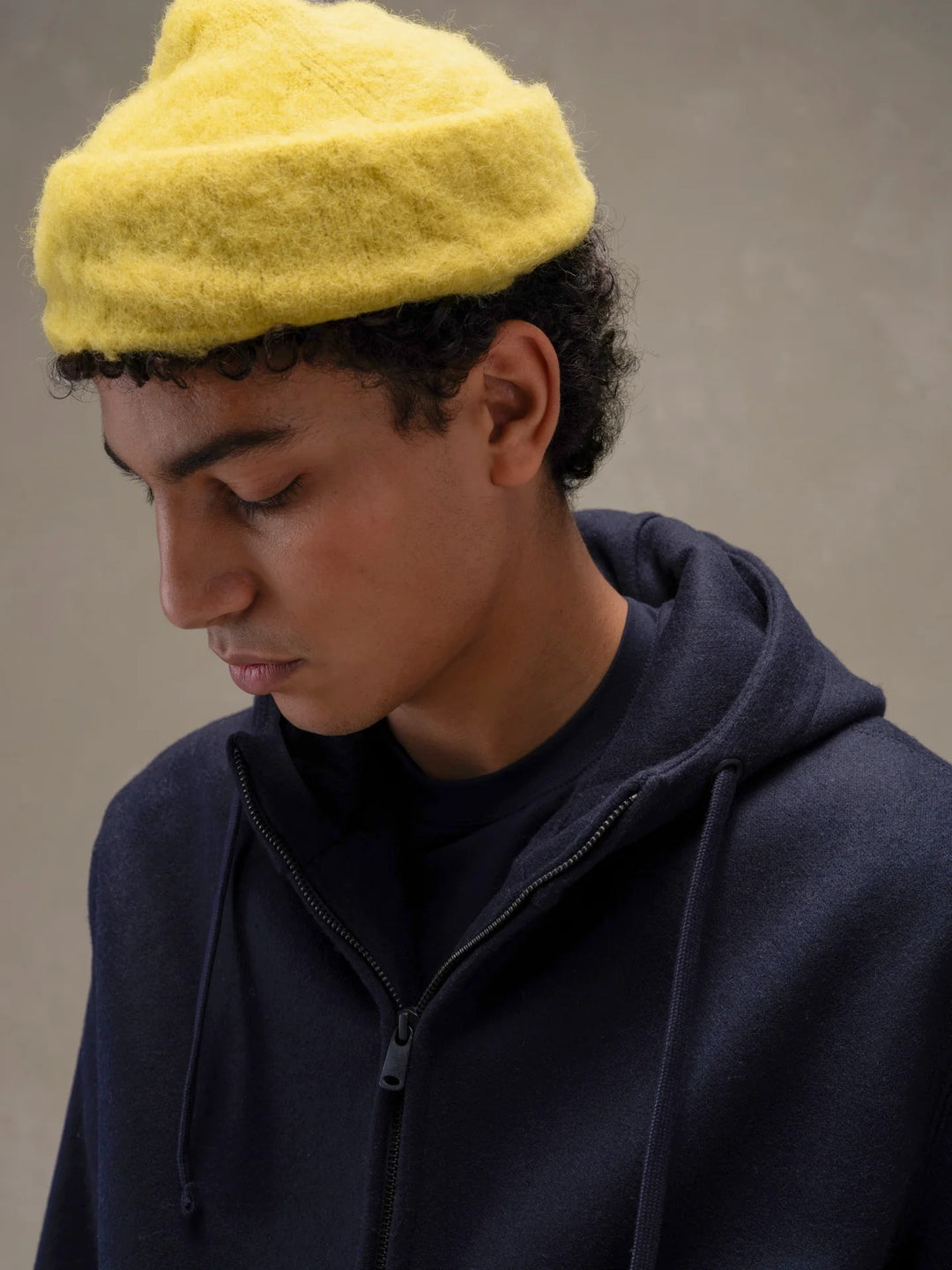 FULL ZIP HOODIE WOOL DARK BLU