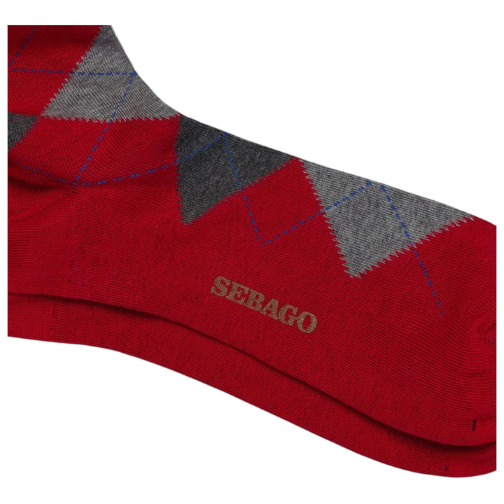 CALZE IN COTONE ROMBI ROSSO-GRIGIO