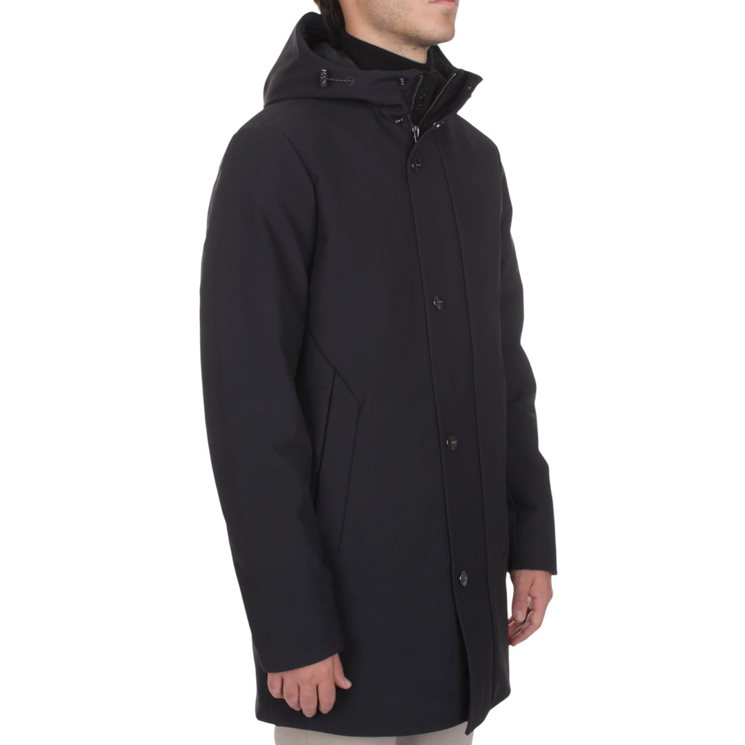 LONG PARKA CAPPUCCIO IMBOTTITO NERO