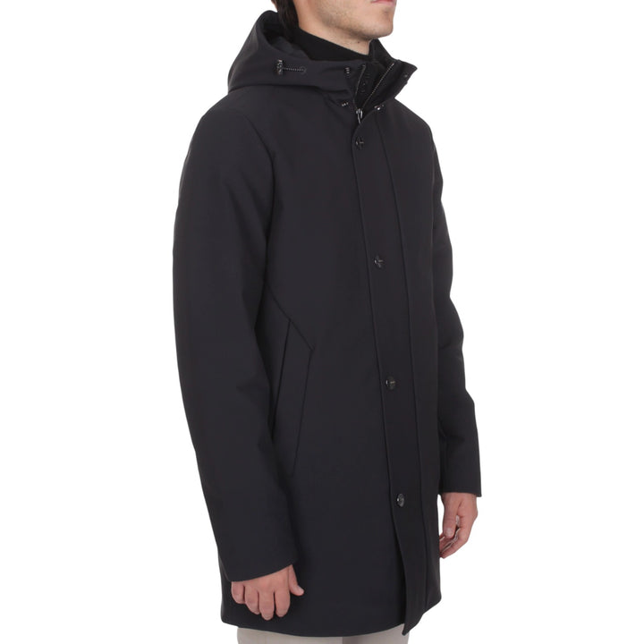 LONG PARKA CAPPUCCIO IMBOTTITO NERO