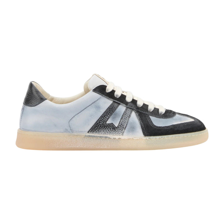 Sneakers in Vera Pelle Nero-Grigio