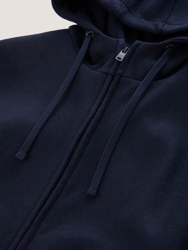 FULL ZIP HOODIE WOOL DARK BLU