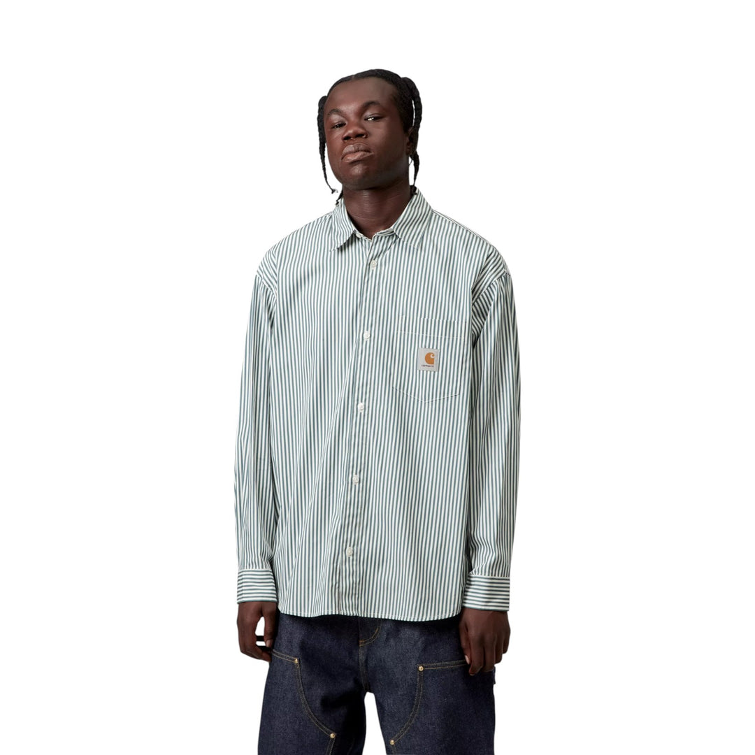 Camicia L/S Daldry Shirt Daldry Stripe, Office Blu/Bianco