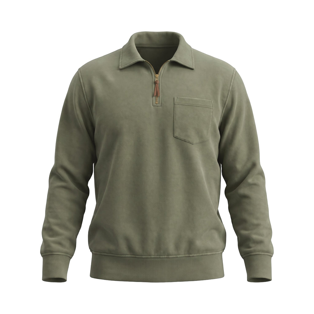 Felpa Polo Mezza Zip Verde Scuro In The Box, vista frontale
