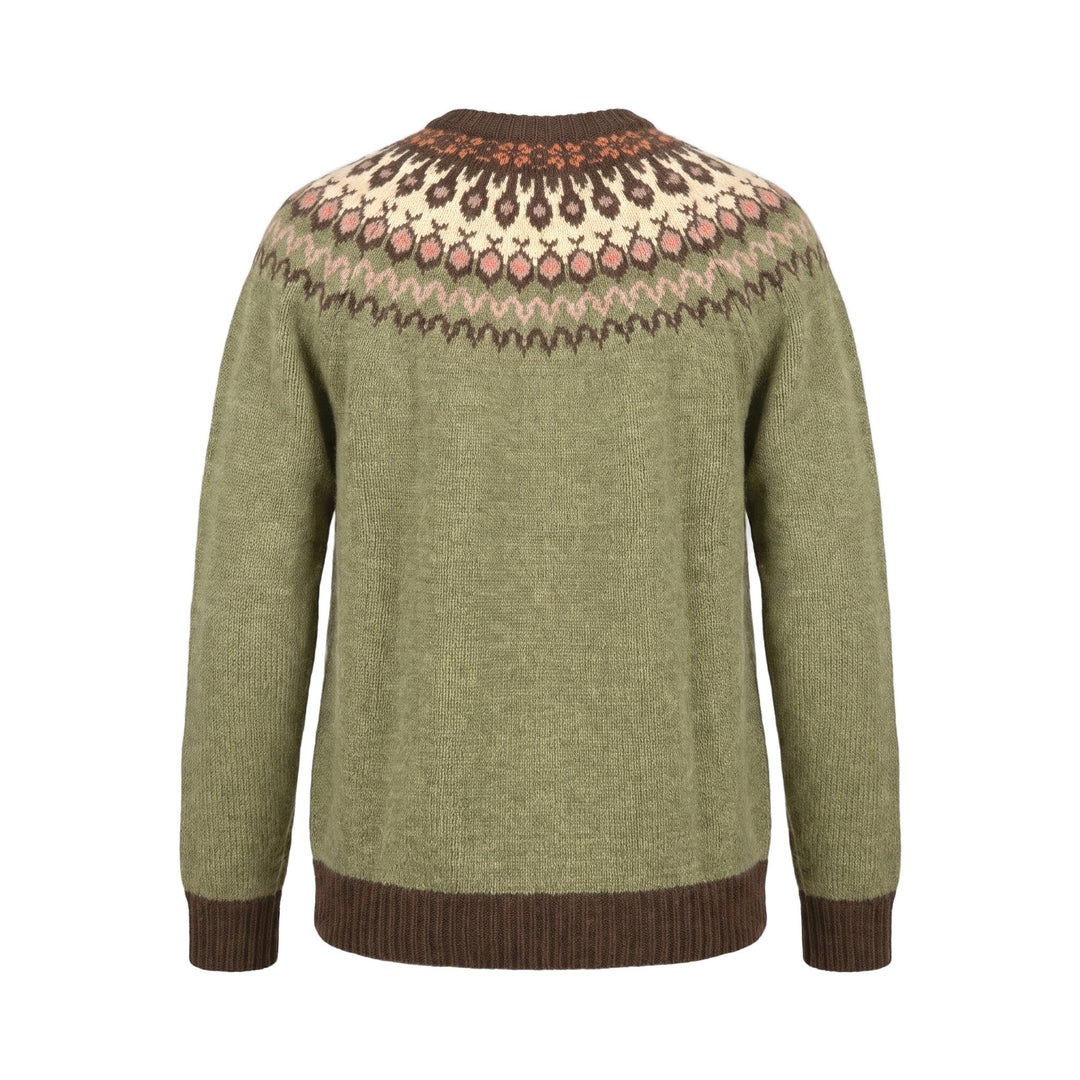 Maglia Girocollo Fair Isle Verde Militare In The Box, vista posteriore