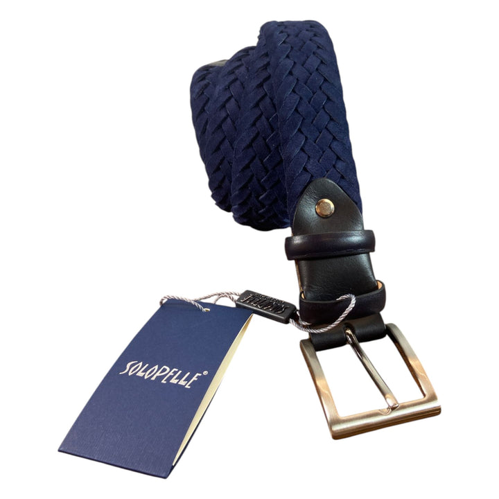 CINTURA INTRECCIATA VERA PELLE SCAMSCIATA BLU