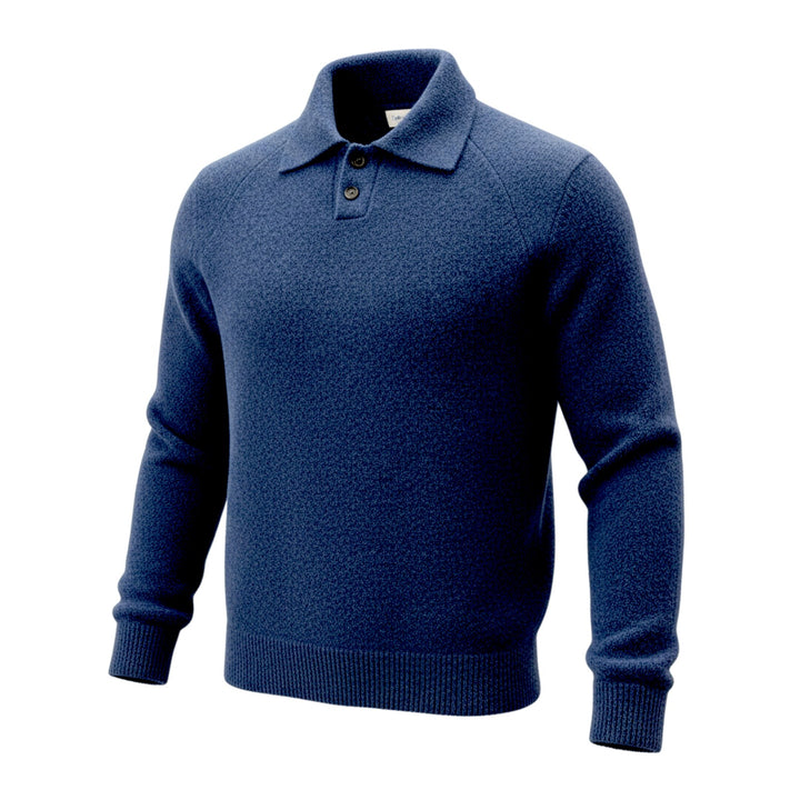POLO IN LANA MERINO BLU