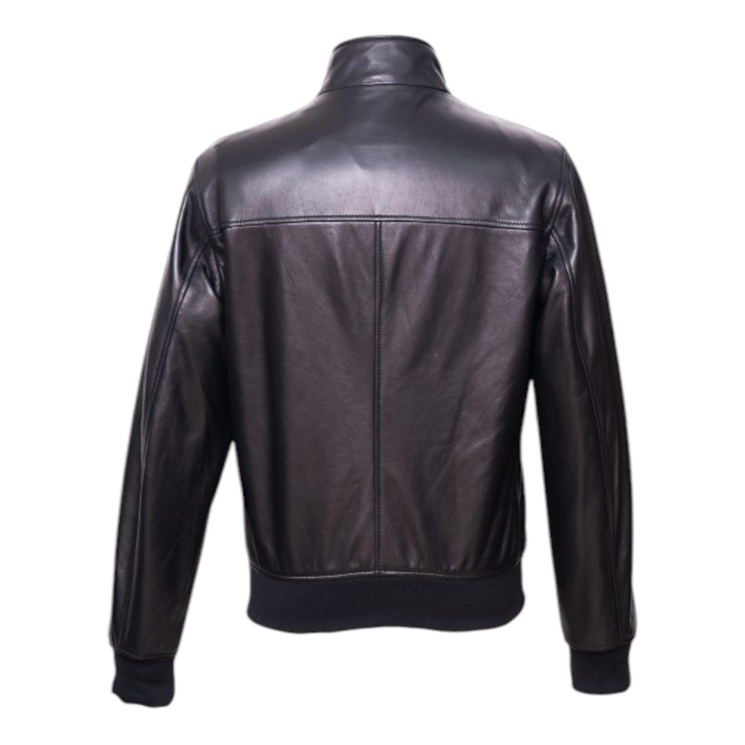 BOMBER LEATHER JACKET BLACK