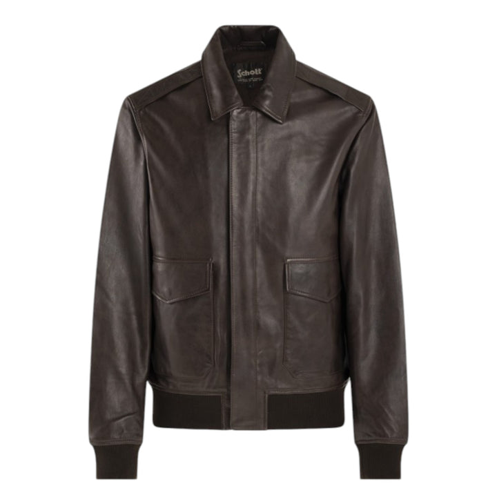 BOMBER LEATHER JACKET BROWN