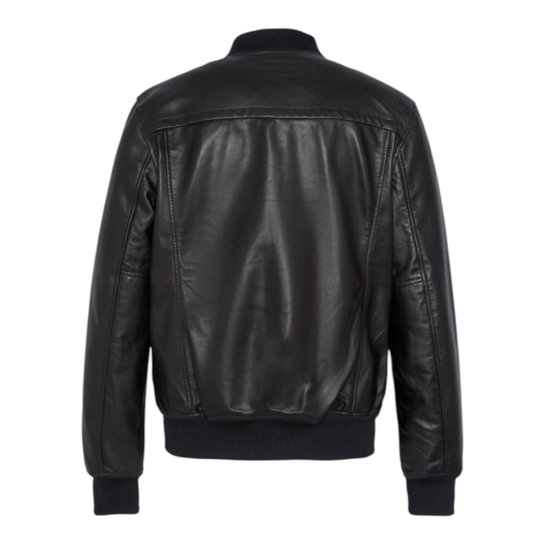 BOMBER LEATHER JACKET BROWN