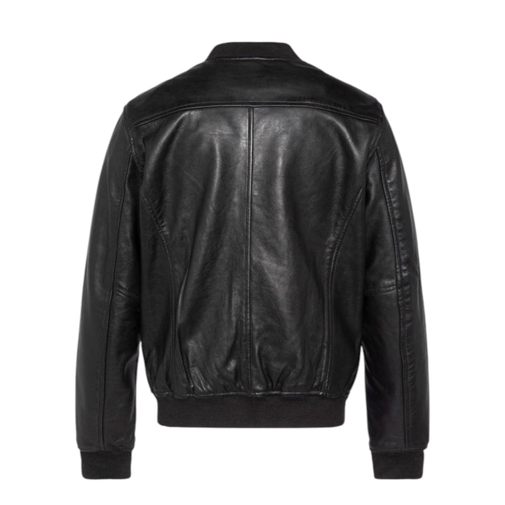 BOMBER LEATHER JACKET BLACK