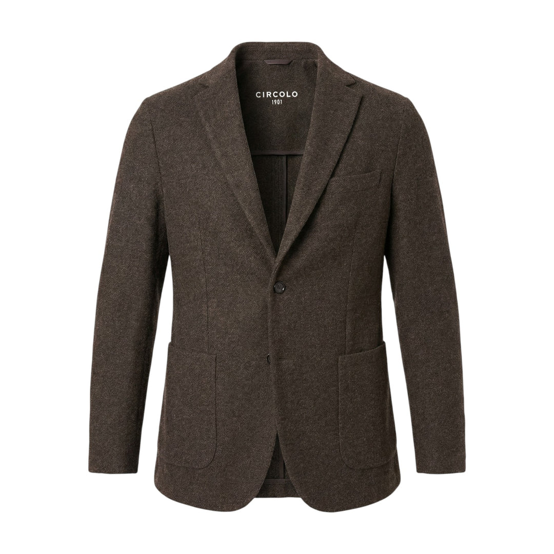 BLAZER EN LAINE VIERGE ET CACHEMIRE MARRON
