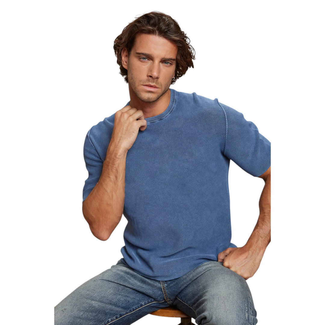 MAGLIA GIROCOLLO M/M TINTO STONE PTO RISO SKY