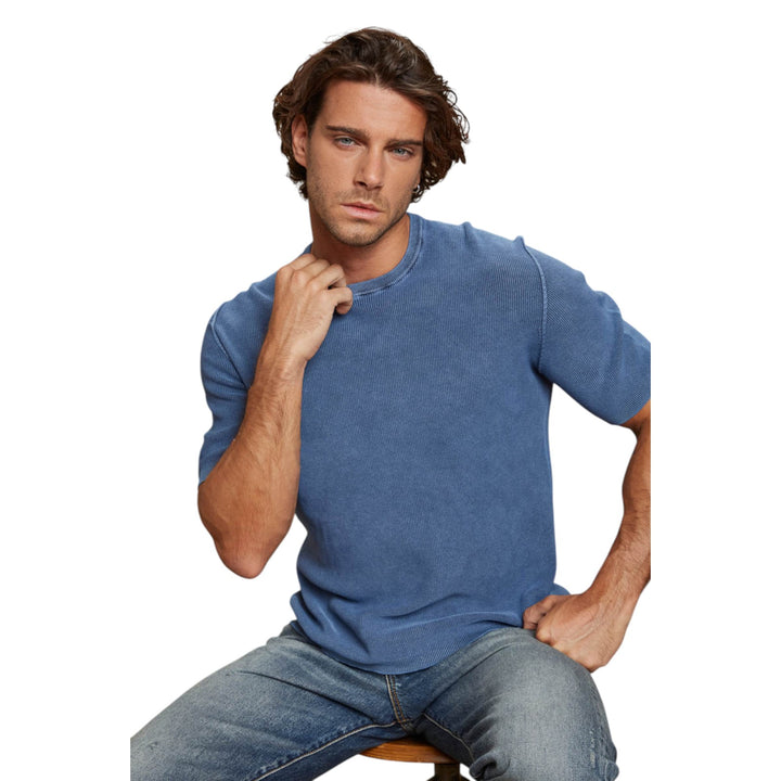 MAGLIA GIROCOLLO M/M TINTO STONE PTO RISO SKY