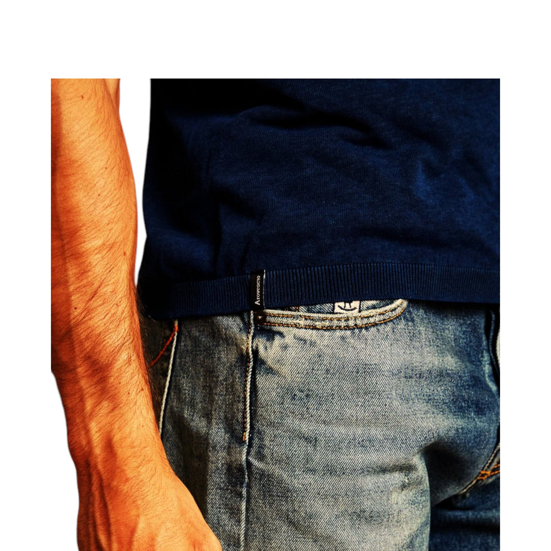 MAGLIA GIROCOLLO M/M RASATA DEEP BLUE