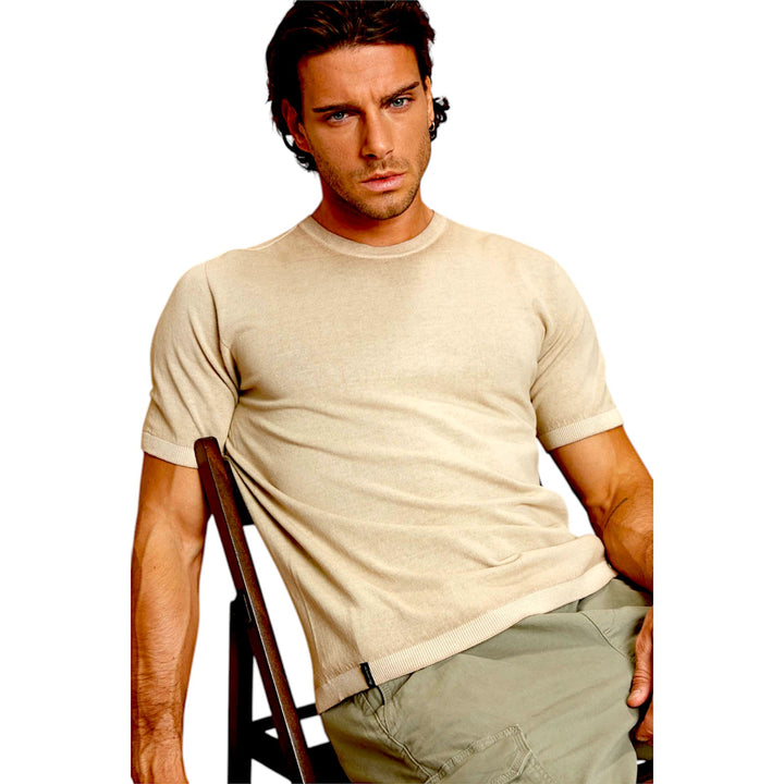 MAGLIA GIROCOLLO M/M RASATA TINTA SFUMATA DESERT