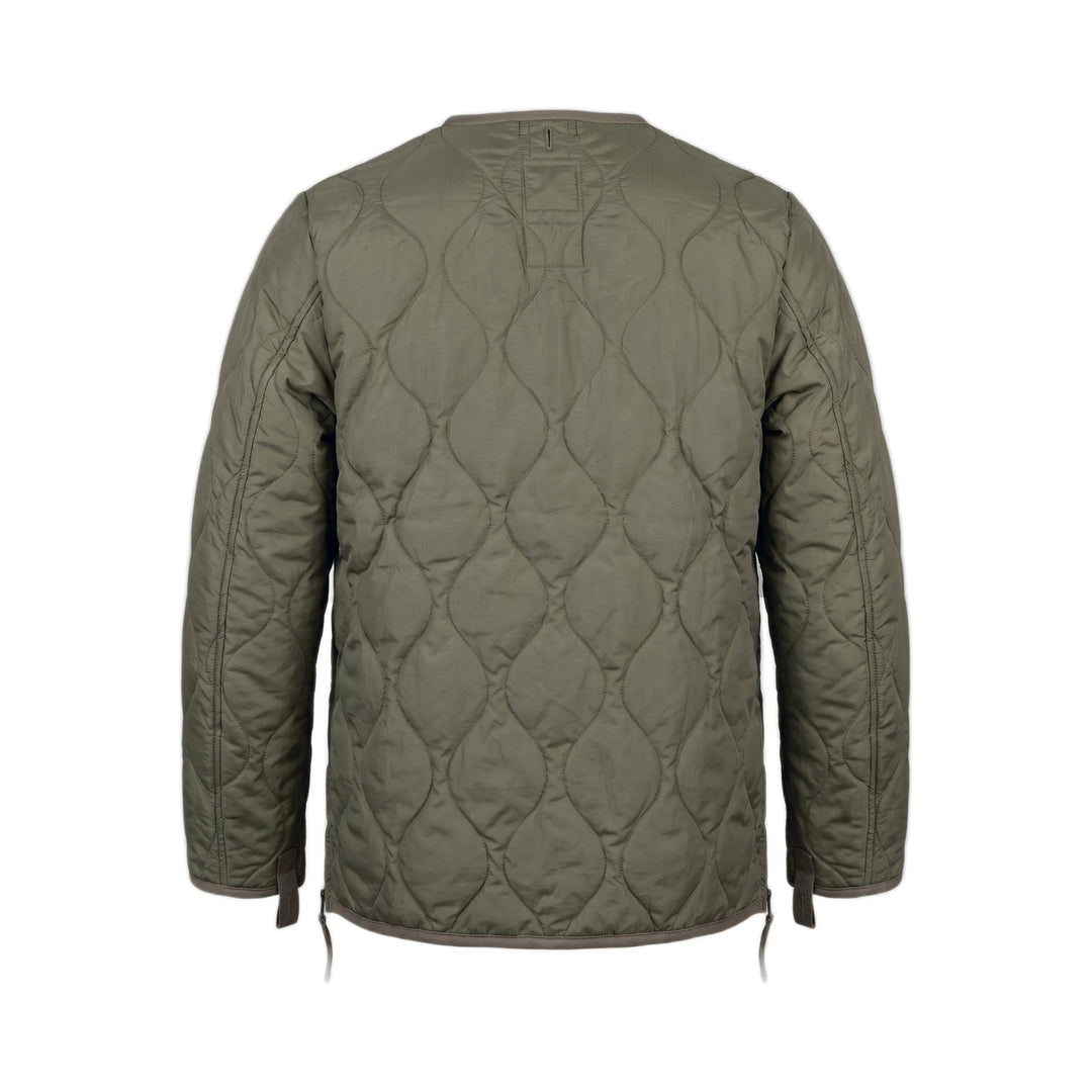 Military Zip V Neck Down Jacket in nylon verde oliva Taion, vista posteriore