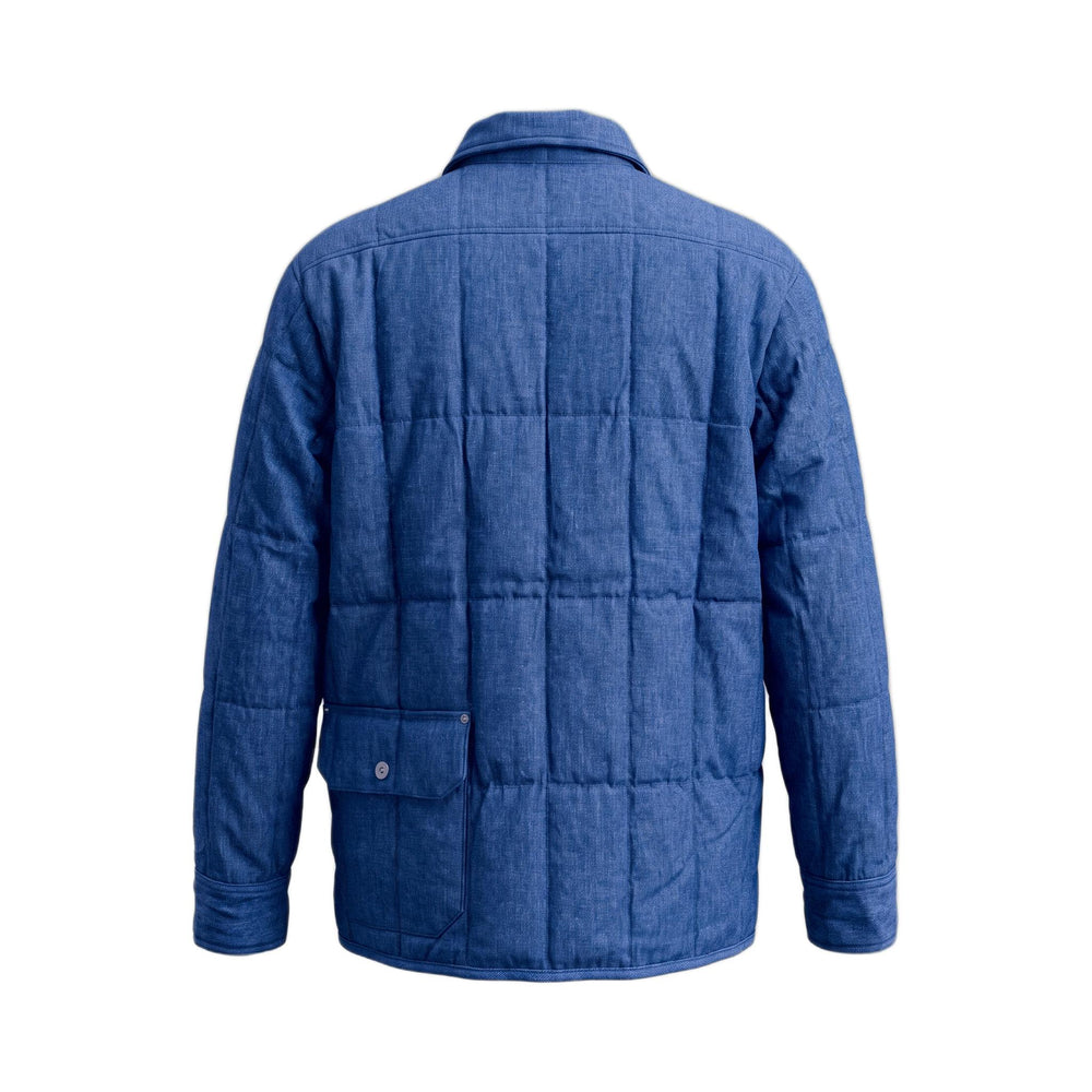 Work Down Shirt giacca trapuntata in denim indaco Taion, vista posteriore
