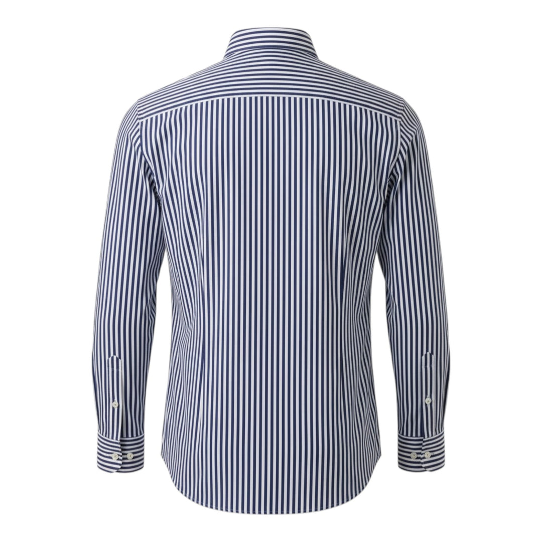 Chemise à manches longues Slim Fit sans repassage rayée bleu-blanc