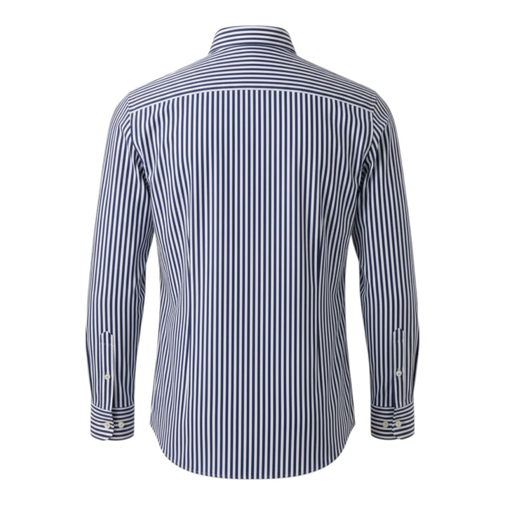 Chemise à manches longues Slim Fit sans repassage rayée bleu-blanc
