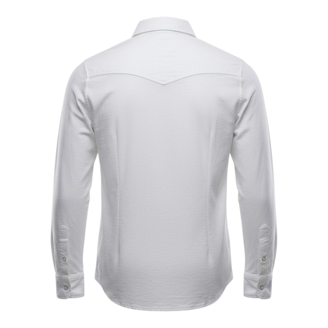 Chemise western à manches longues El Paso, flammée, 180 g, blanche