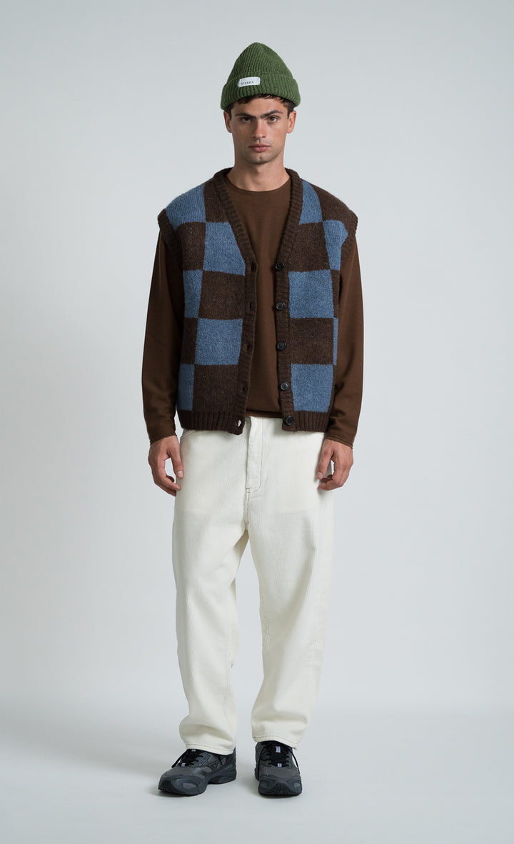 Wooden Gilet Kent Quadri Marrone - foto 6